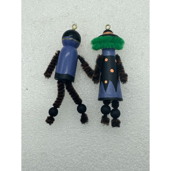 Vintage Department 56 Set of Two Halloween Ornaments Wood and Pipe Cleaners - Picture 5 of 6